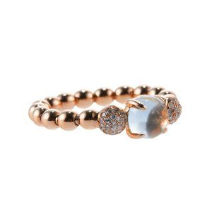 Piero Milano Solid 18K Gold and Genuine diamonds Blue Quartz Ring